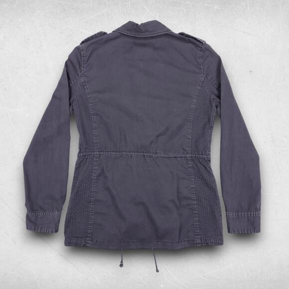 Velvet Parka Women S Dk Gray Drawstring Cinch Waist Collared Utility Streetwear - Picture 2 of 11